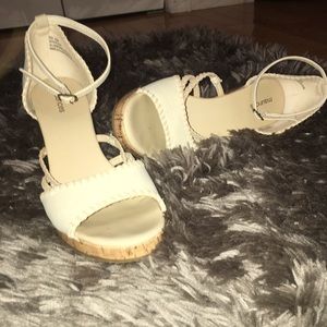White wedged heels